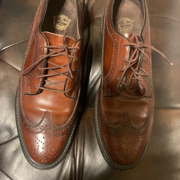 Classic Brogue Oxford Wingtips Brown Florsheim Leather Shoes. - Picture 2 of 6